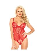 Body in pizzo con trasparenze - rosso