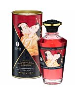 Shunga massaggio olio effetto calore cava con fragole 100 ml