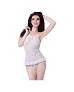 Babydoll bianco con perle e perizoma abbinato