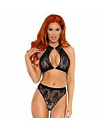 Leg avenue set due pezzi di mutandine e scollo all'americana nero s / m