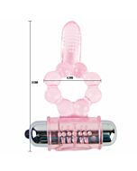 Anello in silicone 10 ritmi lingua con vibrazione rosa