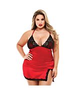 Chemise in pizzo e raso 2pc con collant - picardias rojo