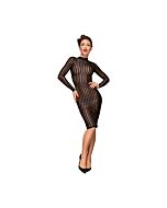 Abito manica lunga con trasparenze - nero