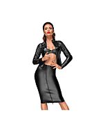 Giacca effetto bagnato con pieghe - nero