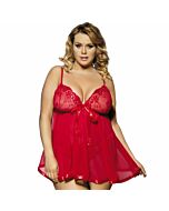 Subblime queen plus babydoll rosso con fiocco e diamanti