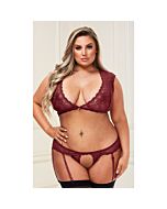 Baci sexy lace conjunto de sujetador y tanga de encaje - rojo