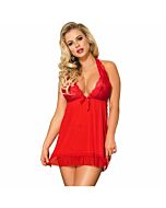 Babydoll rosso subblime con ricami floreali sul seno s / m