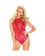 Body con pizzo e trasparenze - rosso
