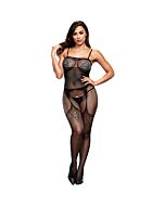 Bodystocking jacquard con cavallo - malla negro