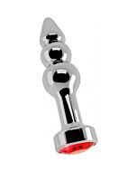 Rich plug anale r3 argento 10 cm con zaffiro rosso