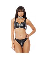 Set reggiseno e mutandine con cerniera night rider - nero