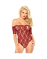 Body orsacchiotto in pizzo floreale - rosso