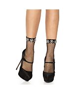 Calcetines de red con strass - negro
