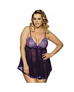 Subblime queen plus babydoll lilla con fiocco e diamanti
