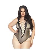 Body a rete con scollo a V profondo - nero