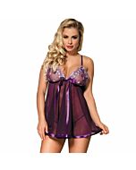 Babydoll Subblime con fiocco e lilla lucido s / m