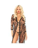 Abito lungo in pizzo con perizoma - nero