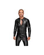 Giacca da uomo effetto bagnato a pieghe - nera