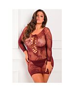 Babydoll lungo bordeaux con cravatta