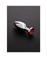 Butt plug gioiello medio in acciaio inossidabile - rosso