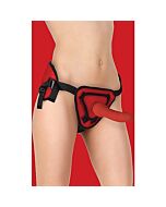 Imbracatura Deluxe con pene in silicone 20,5 cm - rosso