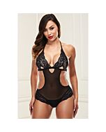 Body teddy in pizzo - negro
