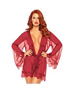 Abito trasparente con pizzo e perizoma - rosso