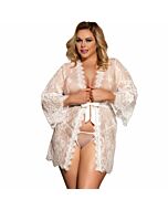 Subblime queen plus peignoir con ricamo e manica a campana bianca