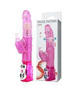 Viaggiatore Vibratore Bunny Rotante Rosa