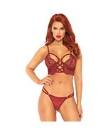 Set reggiseno perizoma in pizzo bralette - bordeaux