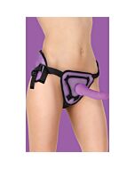 Imbracatura Deluxe con pene in silicone 20,5 cm - viola