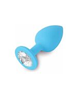 Plug anale per gioielli in silicone blu / diamante