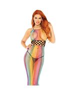 Vestido largo halter con detalle perforado - arcoiris