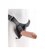 Pettorina con realistico pene non tagliato 19cm - mulatto