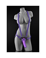Cinturino con imbracatura con pene dillio 16cm - viola