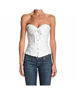 Corsetto bianco con stampa floreale e fiocco