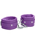 Manette peluche in pelle viola porpora