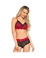 Leg avenue set di raso e pizzo nero e rosso