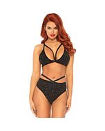 Reggiseno e slip in lurex nero lucido