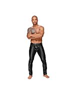 Pantaloni effetto bagnato con pieghe in pvc - nero