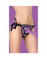 Imbracatura Deluxe con dildo in silicone - 20,5 cm - viola