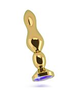 Ricco plug anale in oro 12 cm con zaffiro viola