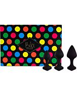 Feelztoys - kit bibi de 3 plug silicona - negro