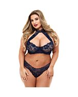 Set bikini allacciato in pizzo - set di pizzo blu scuro