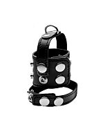 Pettorina in pelle con borchie per il pene