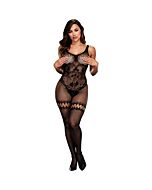 Bodystocking senza cavallo - malla floreale