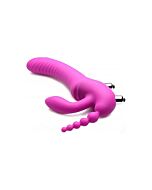 Imbracatura per dildo vibrante in silicone regal rider triple g - viola