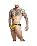 DNGEON Cockring Jockstrap Giallo - Cintura in Pelle - Negozio di Sessuale