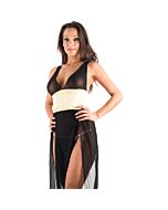 Nuit caramello - camicia da notte coordinata con perizoma + petali