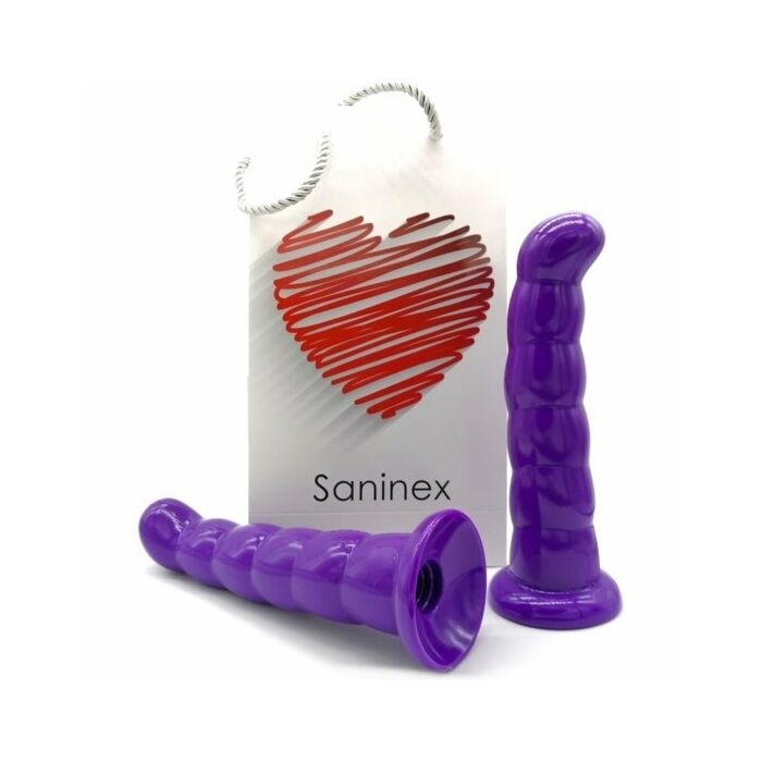 Saninex love me - butt plug & dildo xxl con base di aspirazione - viola